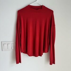 Madewell Sandwashed Mock Neck Top Red Size Small